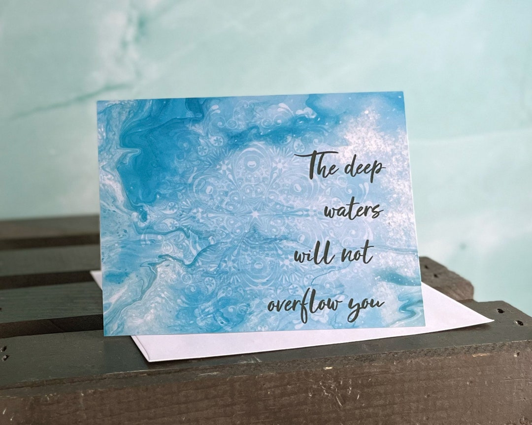 Living Water Note Card SET W/ Envelopes Blue Waves Bible Verse Notecard