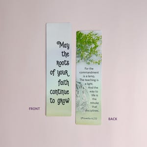 Marcador de libros Raíces de tu fe / Marcador de libros laminado con arte del árbol de la vida judaico mesiánico judío / Escritura de la Torá Palabra de Dios regalo religioso gb