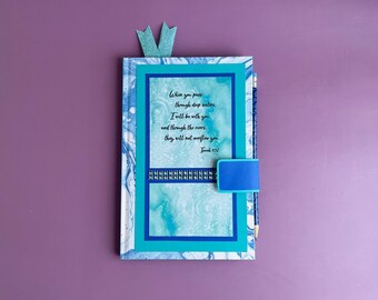 Living Water Bible study decorated journal | Christian faith religious gift notebook, sermon encouraging gratitude | God&#39;s Word Isaiah 43 2
