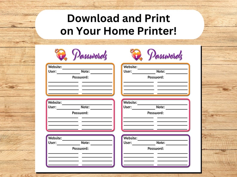 Printable Password Tracker | Large Print | Half Letter/a5 Planner Page - Etsy