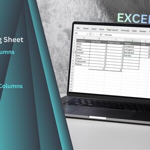 Puede incluir: Un ordenador port&aacute;til que muestra una hoja de c&aacute;lculo de Excel con datos organizados en columnas y filas. La palabra "EXCEL" es visible en la parte superior. La imagen tambi&eacute;n incluye texto que dice "Setting Sheet" y enumera "Manual Columns" y "Automatic Columns".