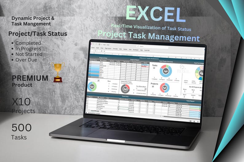 Administrador de seguimiento de tareas de proyectos en Excel: Programador de fines de semana y seguimiento del progreso (descarga digital) imagen 1