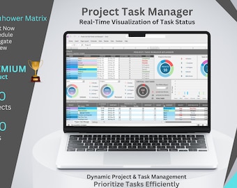Project Task Manager Excel Template: Eisenhower Matrix, Progress Tracker (Digital Download)