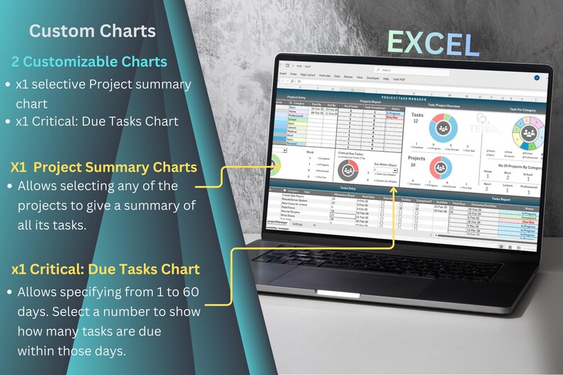 Administrador de seguimiento de tareas de proyectos en Excel: Programador de fines de semana y seguimiento del progreso (descarga digital) imagen 4