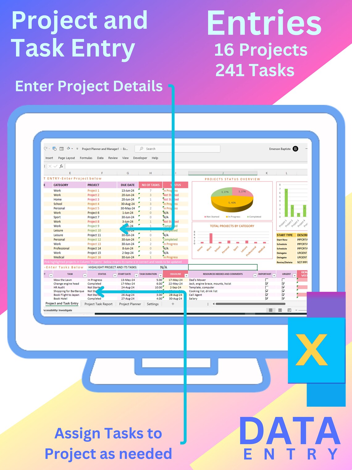 Project Manager Project Planner Task Manager GANTT Chart Eisenhower ...