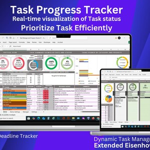 Task Manager Excel Template: Eisenhower Matrix, Progress Tracker (Digital Download)