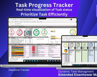 Task Manager Excel Template: Eisenhower Matrix, Progress Tracker (Digital Download)