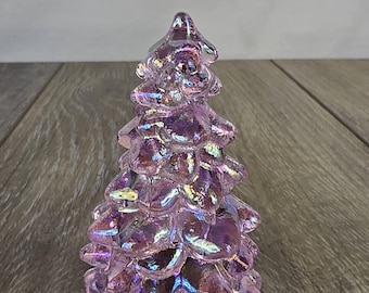 Rose Pink Carnival Glass Holiday Christmas Tree 2.75" - Glam Holiday Decor
