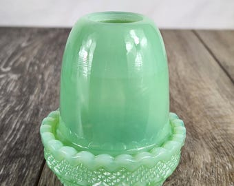 Jadeite Green Milk Glass Fairy Lamp - 4" - Retro Home Decor