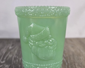 Retro Jadeite Green Glass Sant Cup - Whimsical Christmas Decor