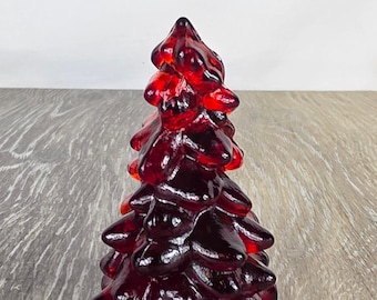 Ruby Red Glass UV Christmas Tree 2.75" - Whimsical Holiday Decor - GLOWS!