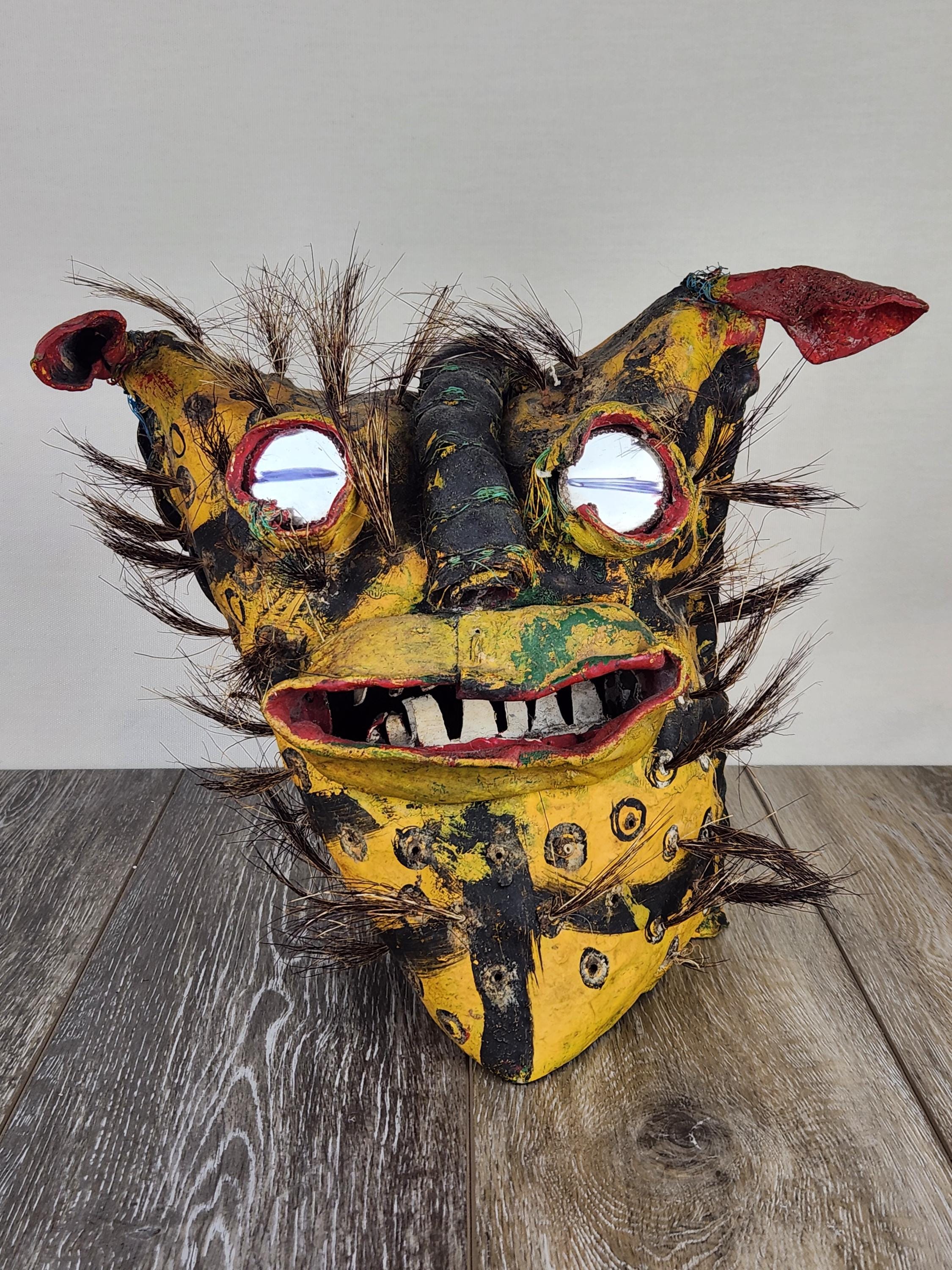 Tigre Mexican Helmet Mask Zitlala Tiger Jaguar Leather Guerrero