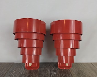 Vintage Red Venetian Blind Tiered Sconce Wall Lamps - Retro Statement Decor READ