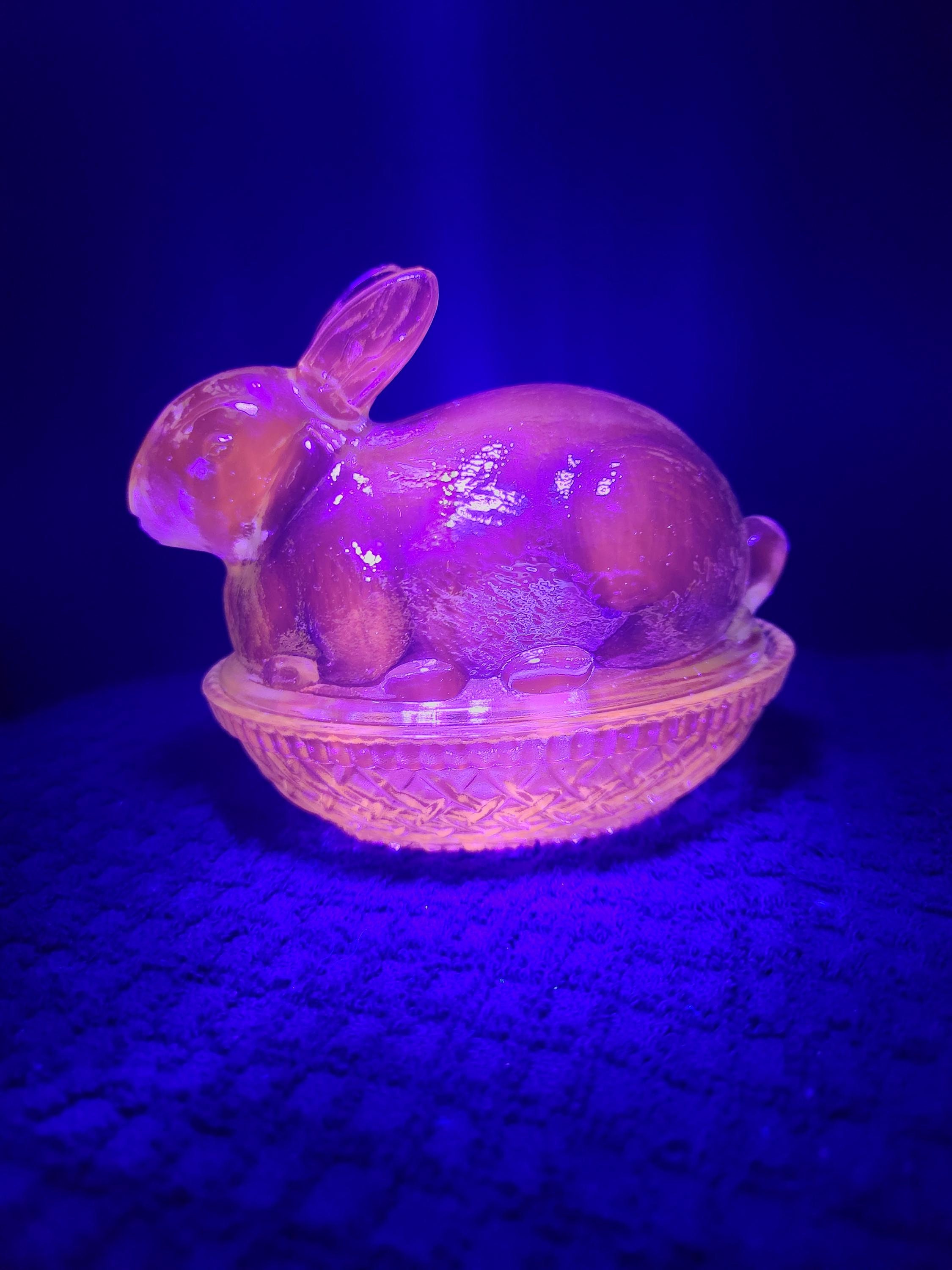 Blue Vaseline Uranium Glass Style Bunny 
