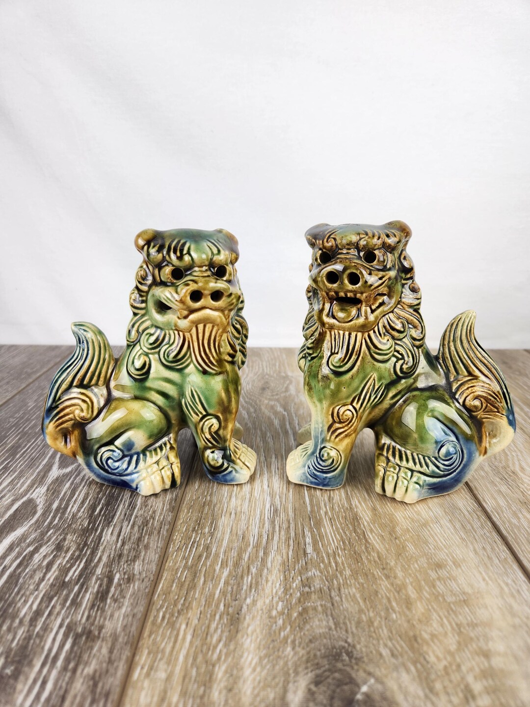 Ceramic Foo Dog Statues – Chinese Temple Lion Figurines (set of 2) - Etsy