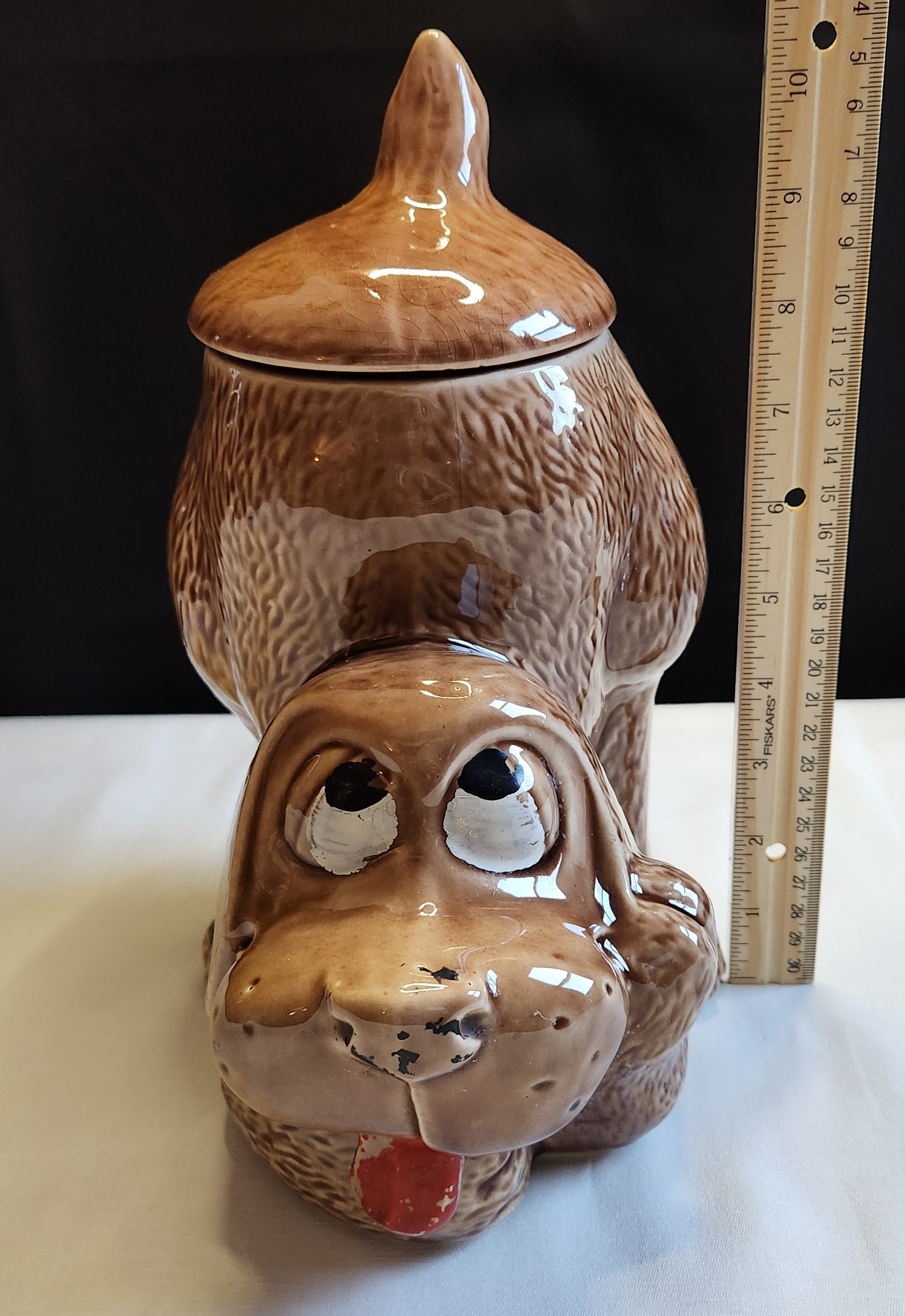 Vintage Cookie Jar Mccoy Pottery 1970's Hound Dog Ceramic Cookie Jar
