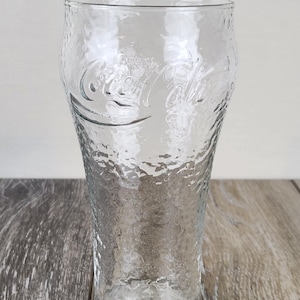 Vintage Coca Cola Clear Pebbled Glass Soda Fountain Style Tumbler Coke Collectible Drinkware
