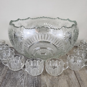 Antique glass punch bowl set - Etsy 日本