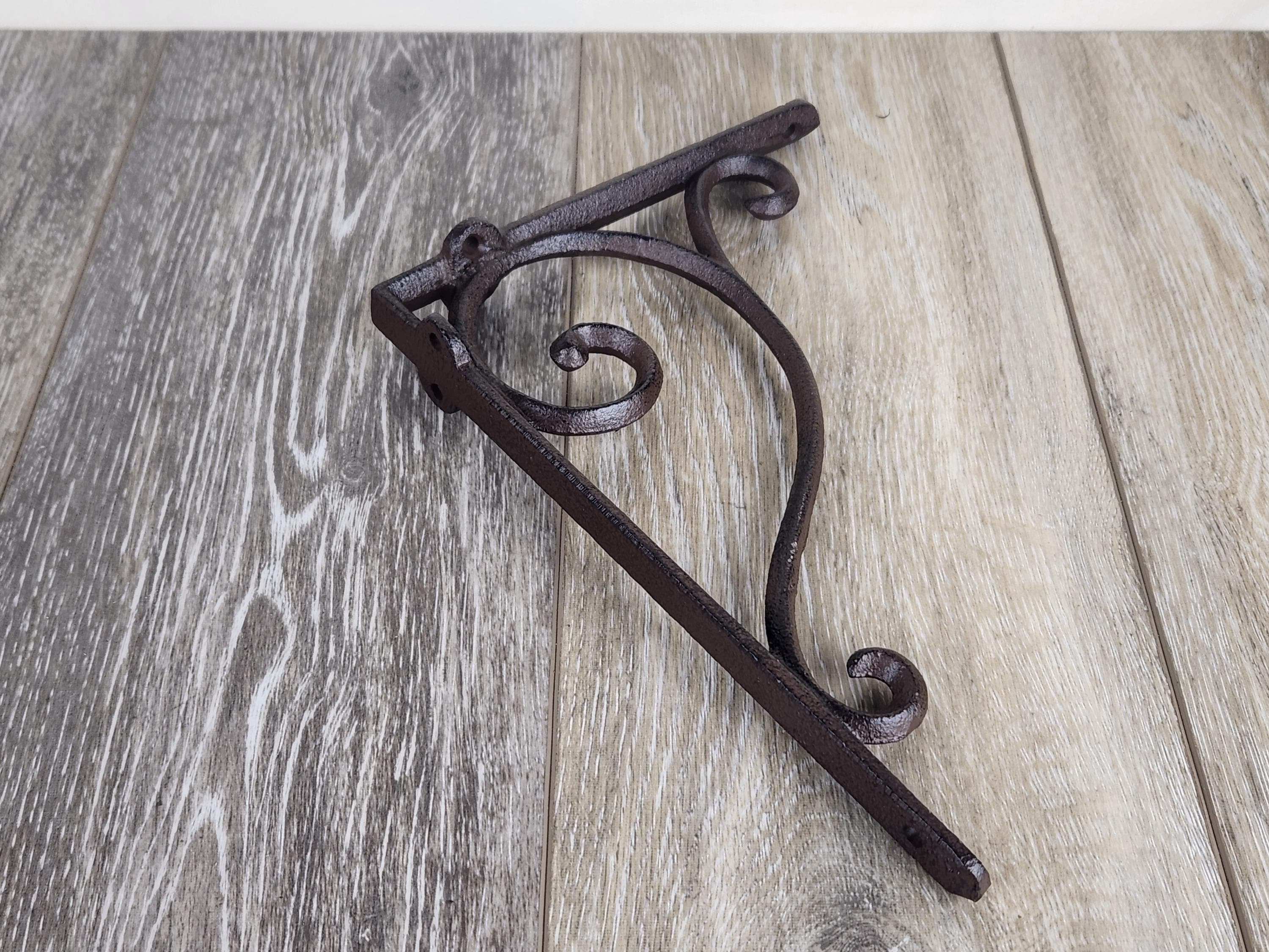 Rustic Scroll Rack Rustic Cast Iron Scroll Shelf Bracket – Heavy Duty Wall Mount Farmhouse ...