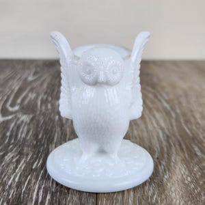Westmoreland Milk Glass Owl Toothpick Holder Vintage Matchstick Holder