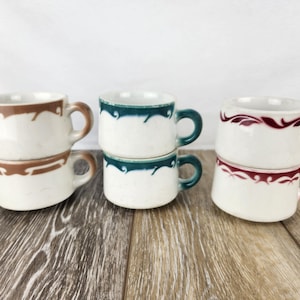 VTG Retro Color Wave Hotel Restaurant Ware Stacking Coffee Espresso Cup