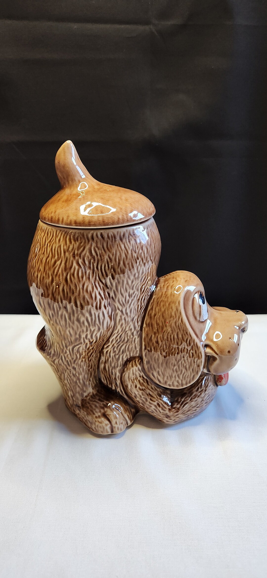 Vintage Cookie Jar Mccoy Pottery 1970's Hound Dog Ceramic Cookie Jar