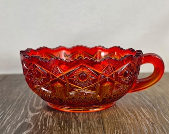 Retro LE Smith Quintec Amerbina Glass Nappy Bowl -GLOWS!