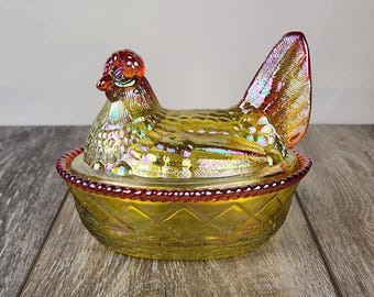 Gallina en nido de cristal Marigold Carnival – Tejido iridiscente de 5,5" - ¡BRILLA!