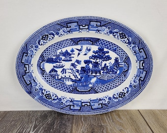 Bandeja ovalada Blue Willow para servir, de porcelana Blue Transferware, 29 cm (11,5 pulgadas)