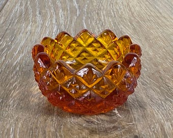 Amber Glass Sawtooth Open Salt Cellar - Retro Kitchen Accent