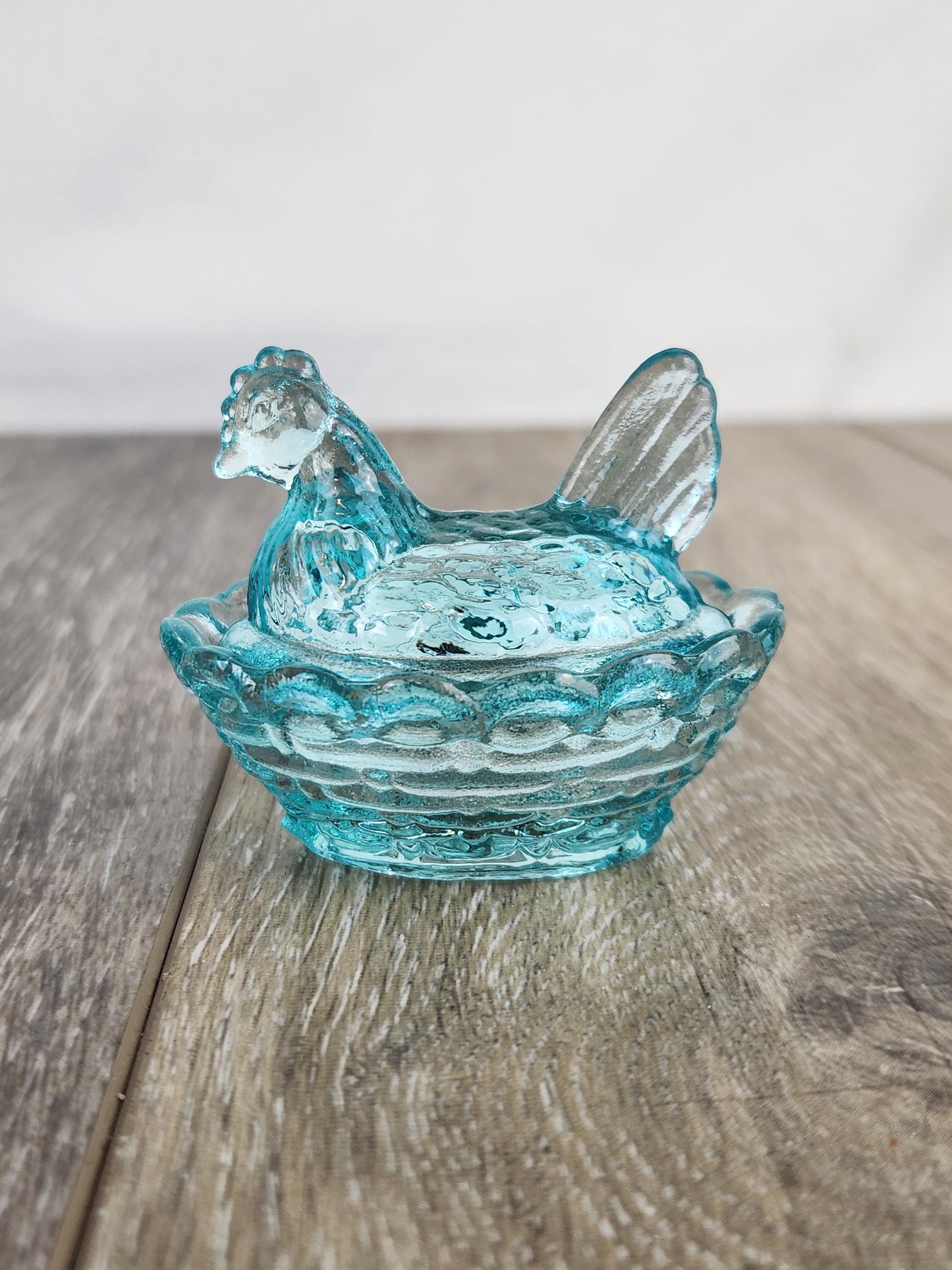ビンテージ インディアナゴールド ウランガラス チキン Indiana Glass Hen - Etsy