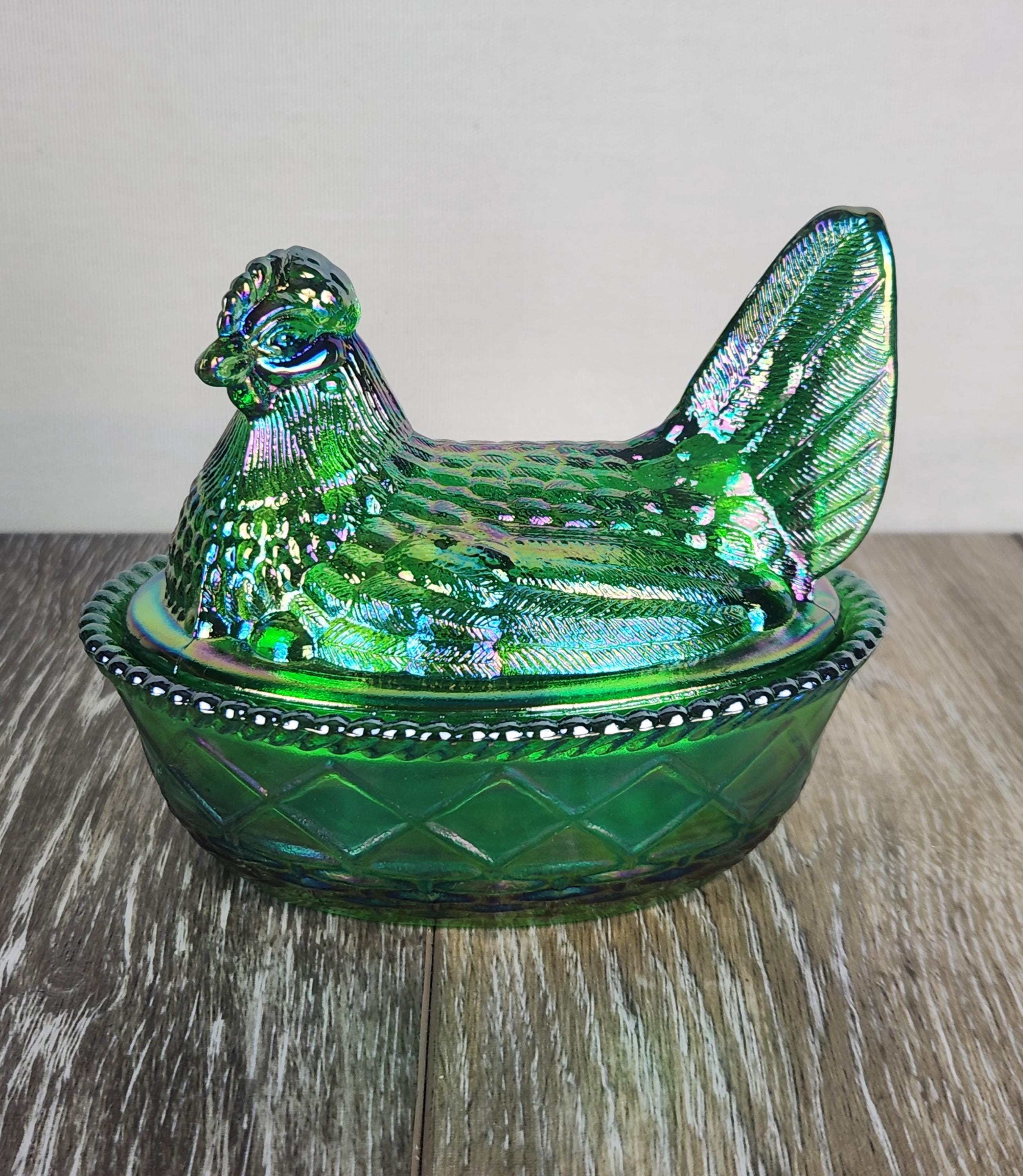 Hen on Nest Glass - Etsy