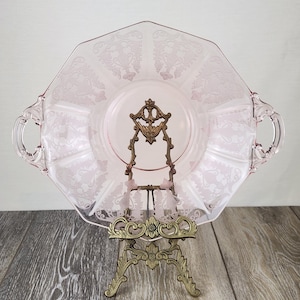 Cambridge Cleo Pink Depression Glass Etched Bowl with Handles – Vintage Peach Glass