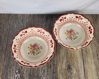 Vintage Homer Laughlin Virginia Rose Serving Bowls Set of 2 - READ