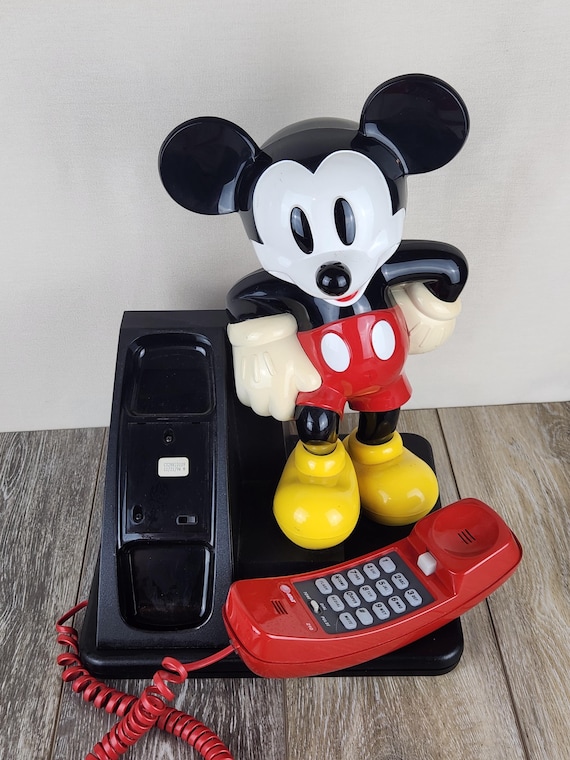 90s AT&T ミッキーマウス 電話機 ヴィンテージ コレクション 置物 レトロな赤いミッキーマウスのヴィンテージディズニーAT&T固定電話