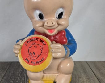Vintage 1972 Porky Pig Coin Bank - Retro Looney Tunes Decor