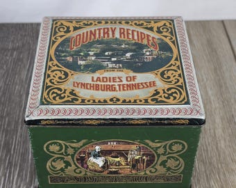 Vintage Recipes Ladies of Lynchburg Tennessee Country Tin Box - Farmhouse Decor