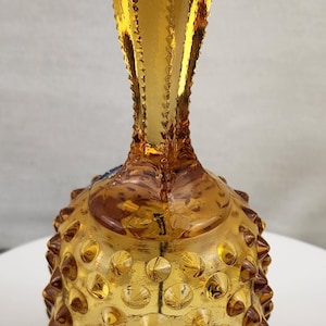 Amber Fenton Glass Hobnail Bell 5.5&quot; Vintage Collectible Decorative Bell