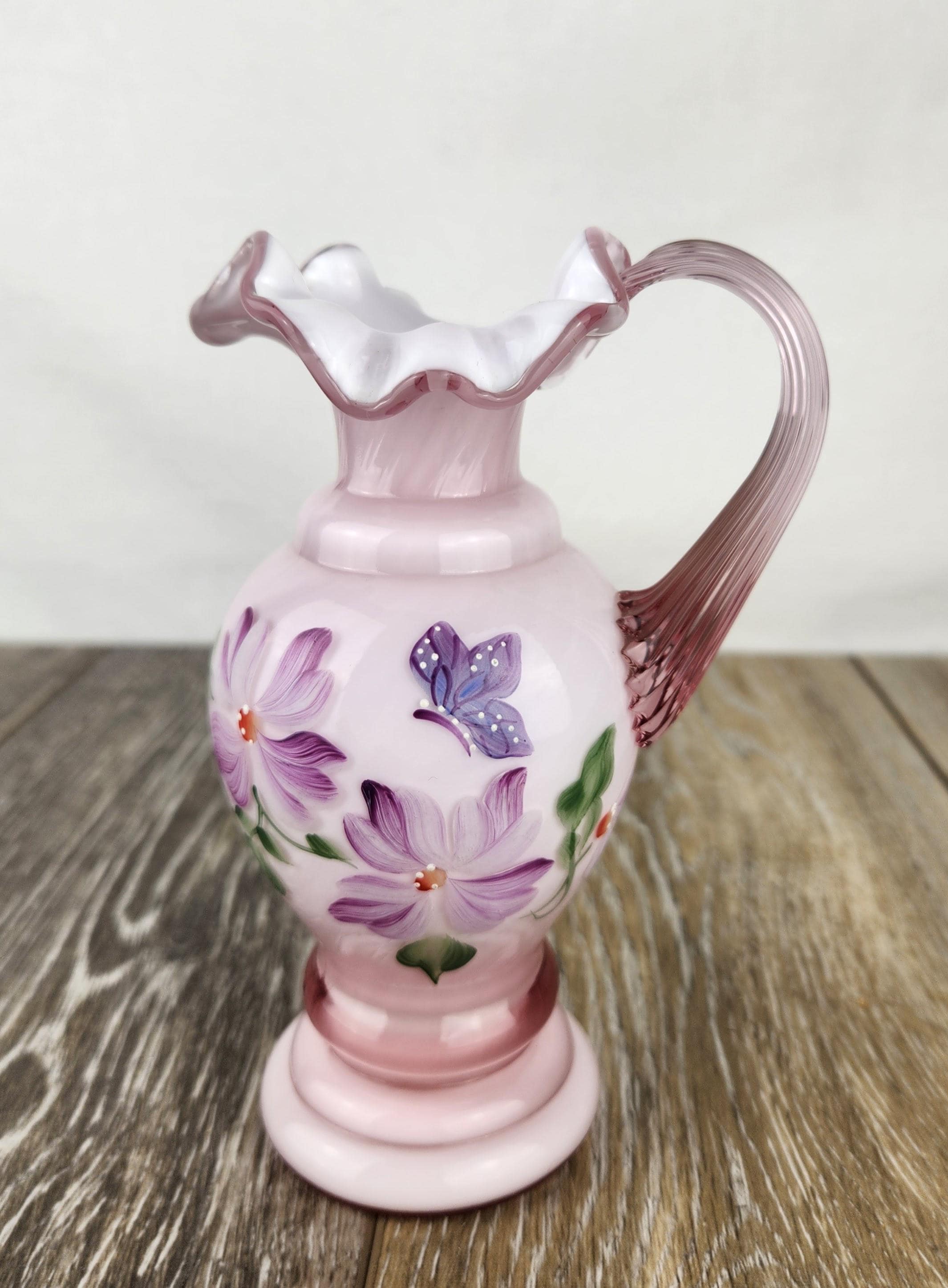 Fenton ローズクレスト メロンシェイプ ヴィンテージフラワーベース 大きめ Fenton ローズクレスト メロンシェイプ ヴィンテージフラワー