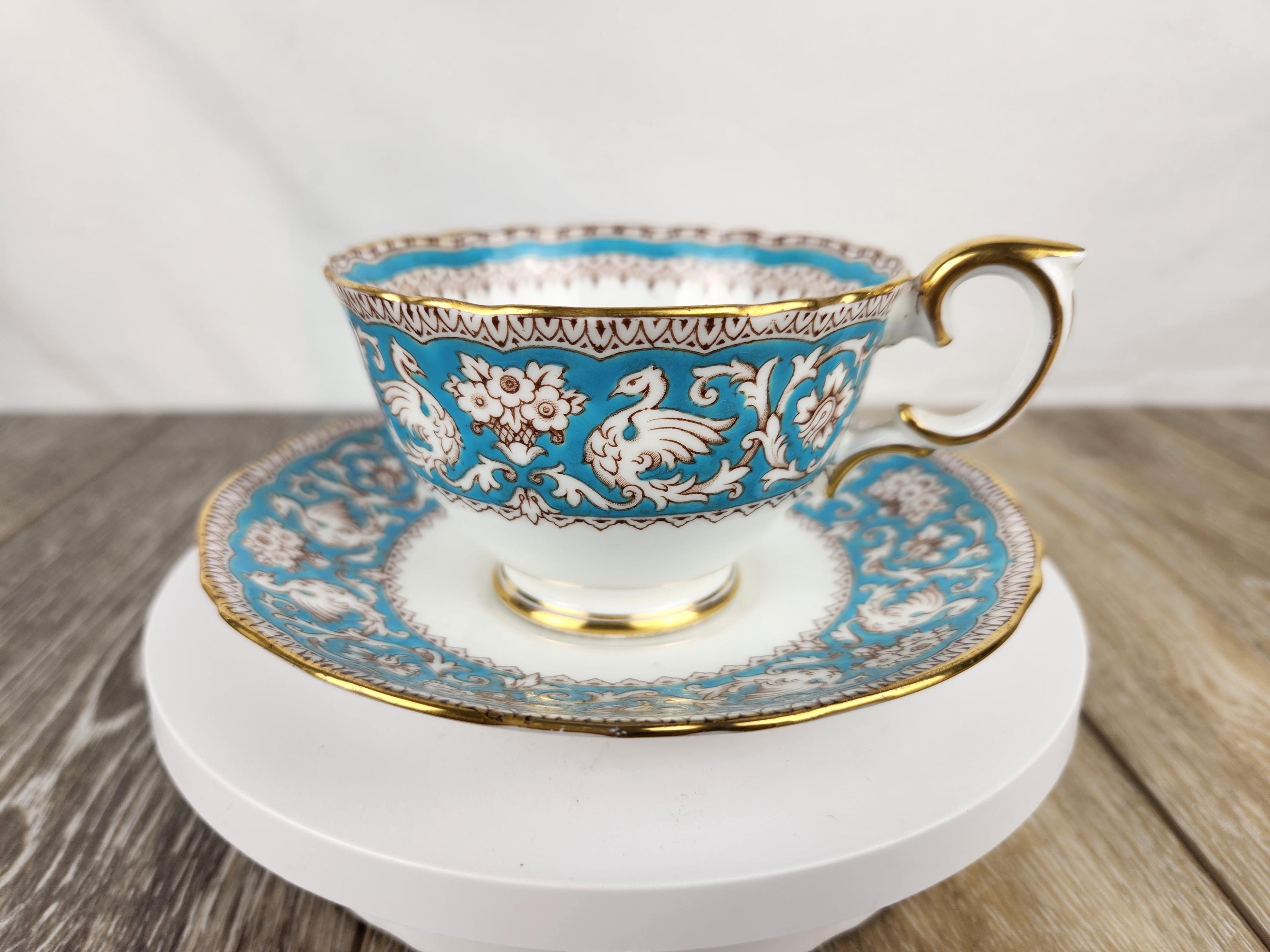 Vintage Crown Staffordshire Ellesmere Turquoise Tea Cup