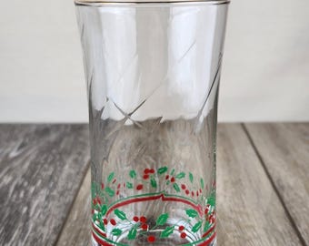 1987 Arby's Holly Berry Flared Christmas 12oz Drinking Glass