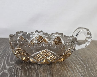 Vintage Gold Trimmed Imperial Glass Nappy/Berry Bowl