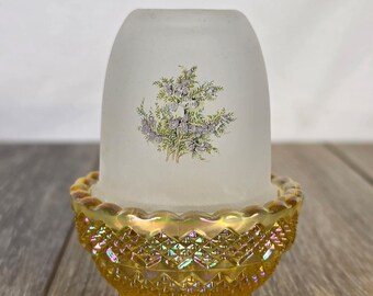 Marigold Carnival Satin Glass Juniper Fairy Lamp - 4" - READ