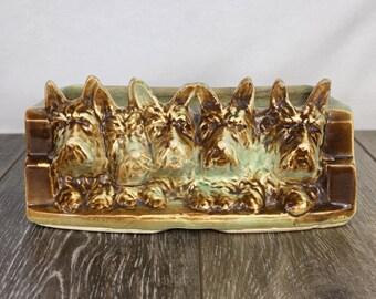 Retro Ceramic Scottie Dog Rectangle Planter - Whimsical Animal Decor - READ