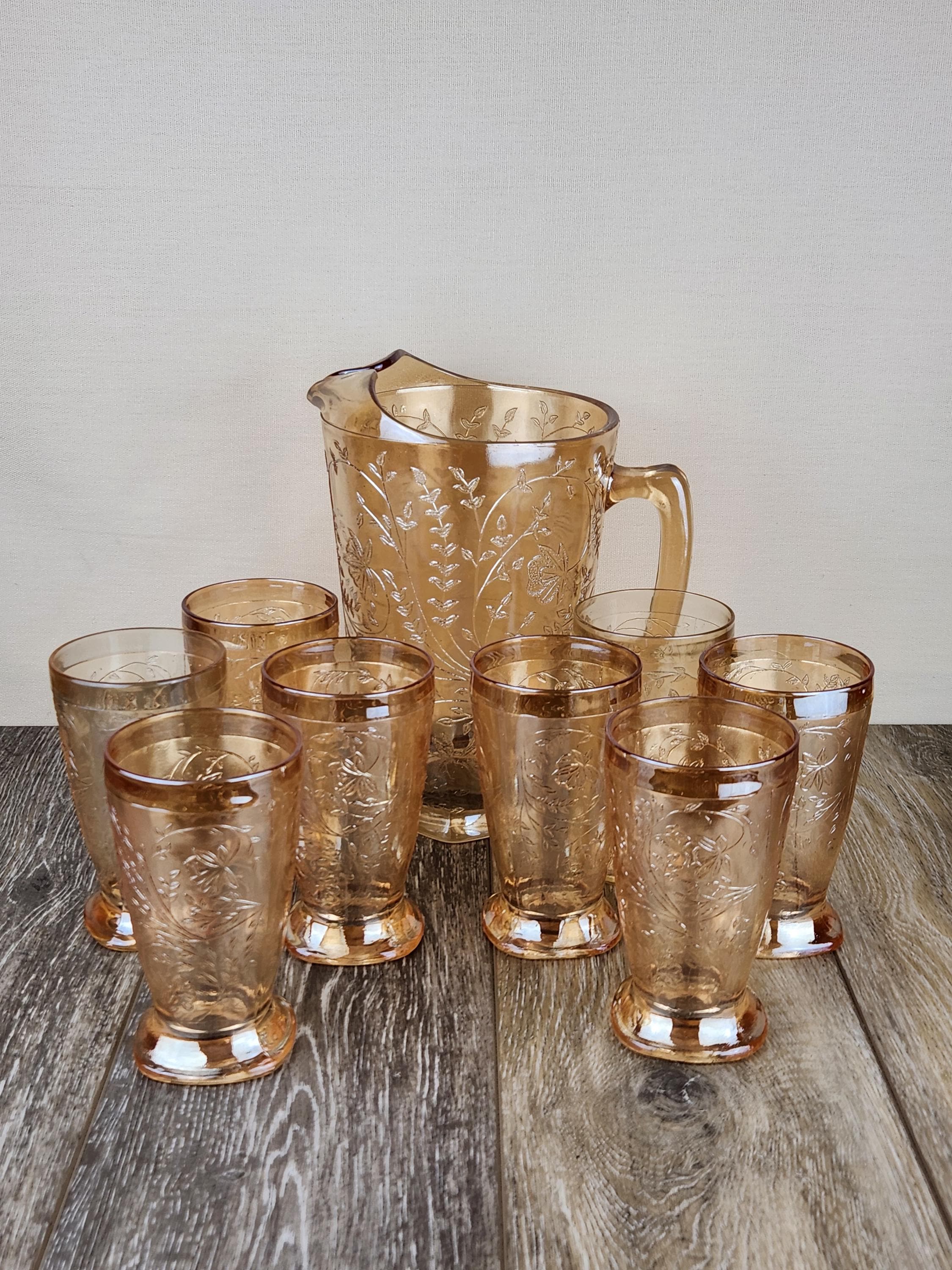 Jeannette Glass Luisa Floragold Iridescent Depression Glass
