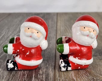 Retro Christmas Santa Candle Huggers - Vintage Ceramic Candle Holder - READ