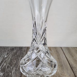 Heavy Clear Cut Glass Crystal Waterford Style Vase Elegant French Decor 8&quot;