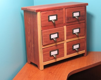 Wooden Apothecary Type 6 Drawer Counter Top Cabinet Organizer