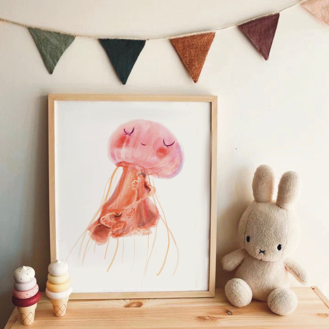 Jellyfish Nursery Wall Art Sea Animal Prints Ocean Nursery Etsy