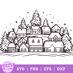 Christmas Village SVG PNG Christmas Scene svg Winter Village svg Christmas house svg Village svg Winter scene svg